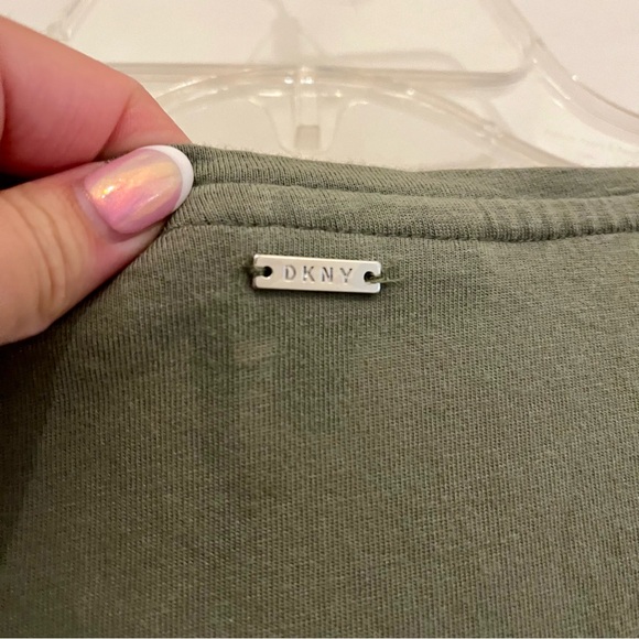 DKNY Cotton Blend Casual Midi Dress Olive Green - Size M - Picture 14 of 15